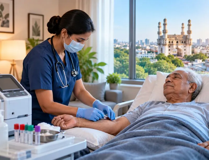 ABG test at home for a bedridden patient in Madhapur, Hyderabad