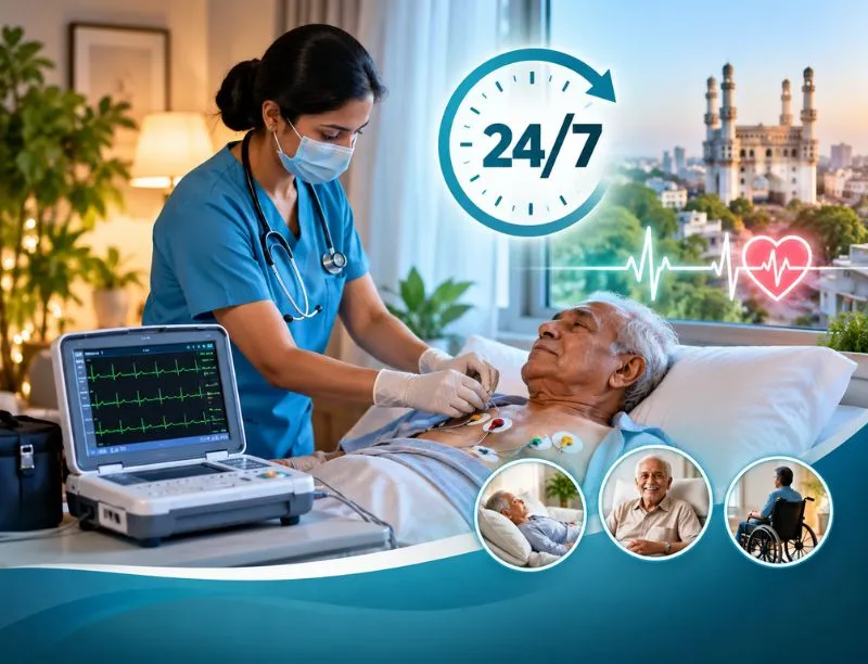ECG at home for a bedridden patient in Secunderabad, Hyderabad