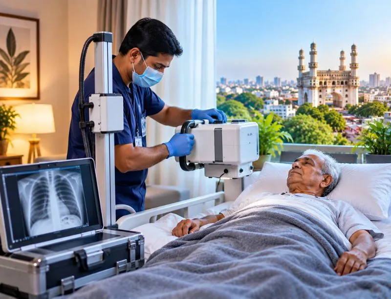 X-Ray at home for a bedridden patient in Banjara Hills, Hyderabad