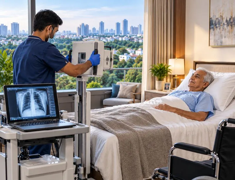 X-Ray at home for a bedridden patient in Gachibowli, Hyderabad