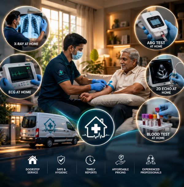 X-Ray, ECG, ABG, 2D Echo and blood test services at home
