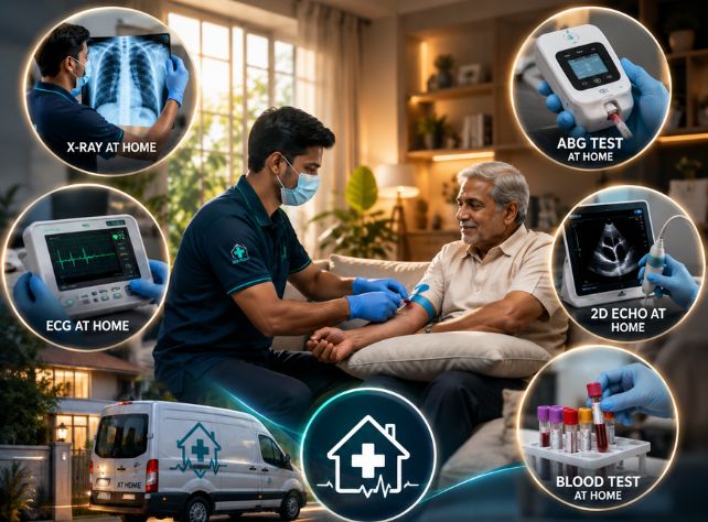Home X-Ray ECG ABG 2D Echo and blood test service