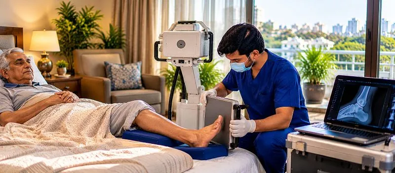 Ankle X-Ray at home in Banjara Hills for bedridden patients